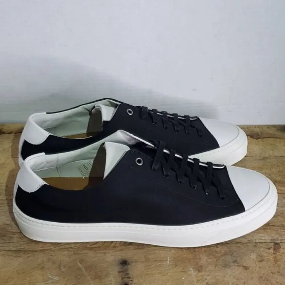 Good man brand legacy lo top sneakers men's italian leather black canvas skater‎